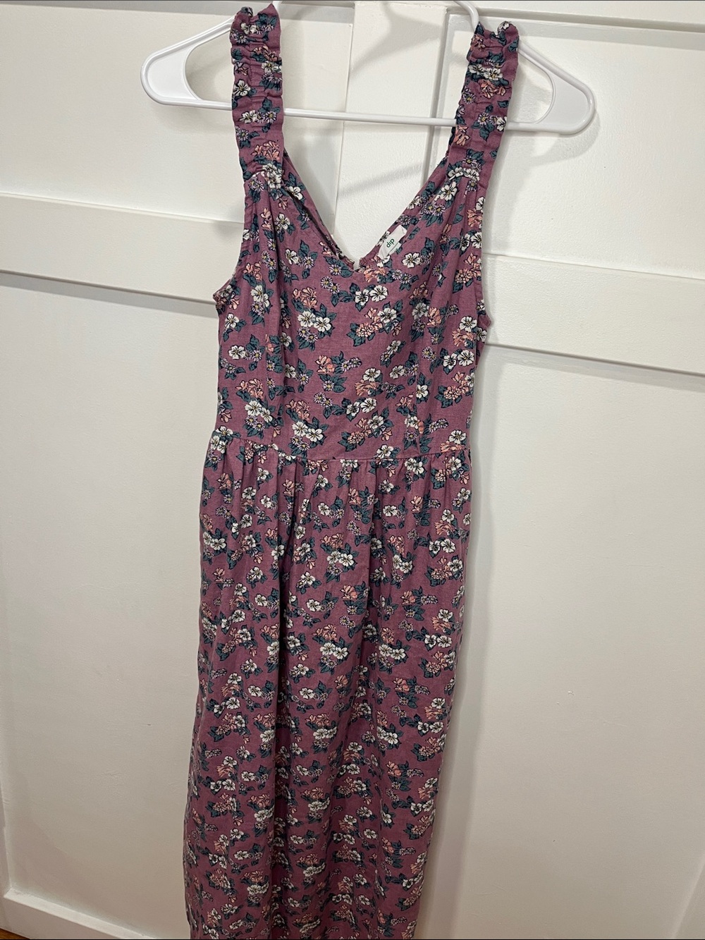 dip Floral Mauve Midi Dress with Ruffled Straps